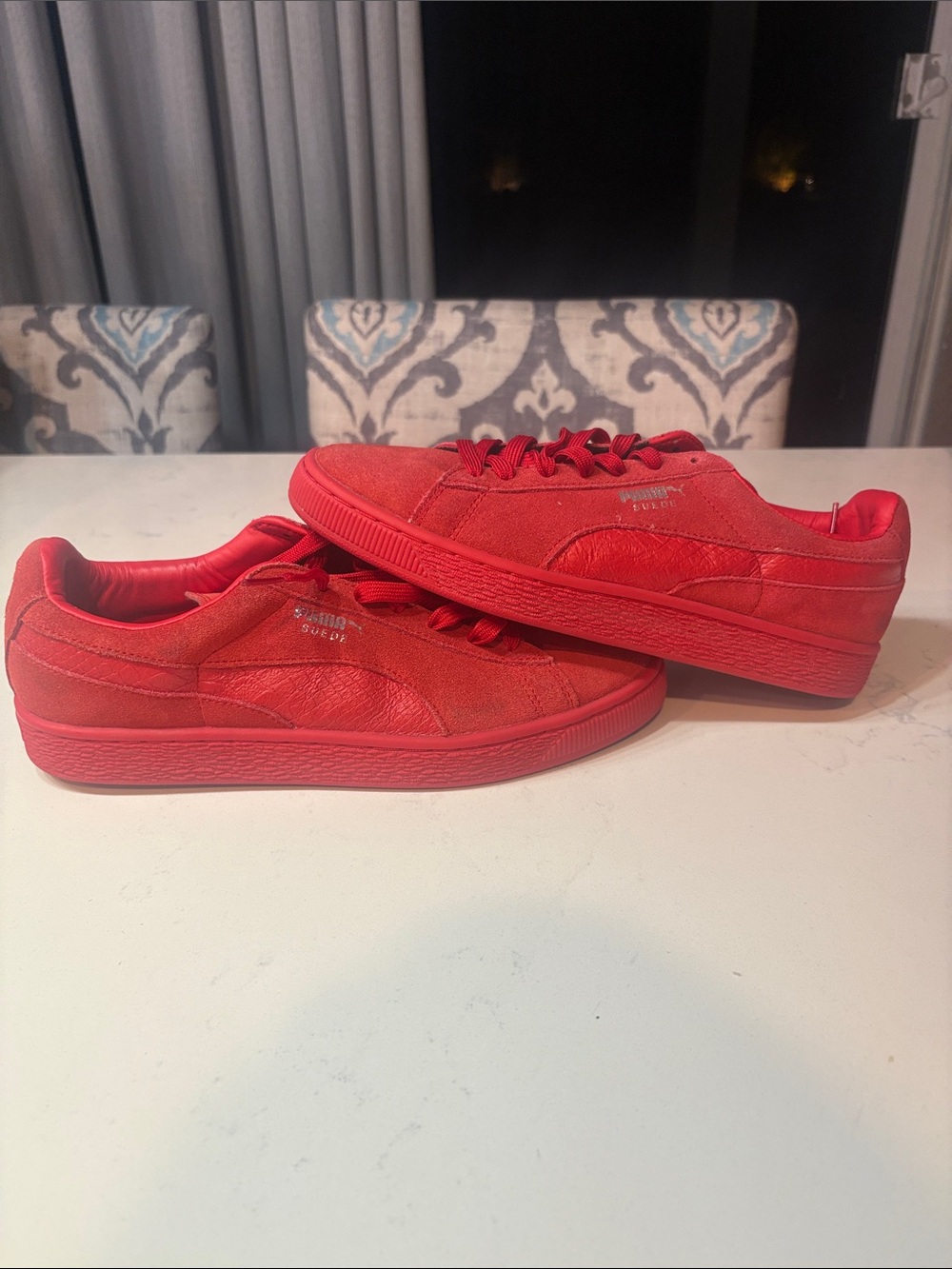 Puma Red Suede Low-Top Men's Sneakers